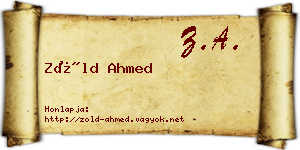 Zöld Ahmed névjegykártya